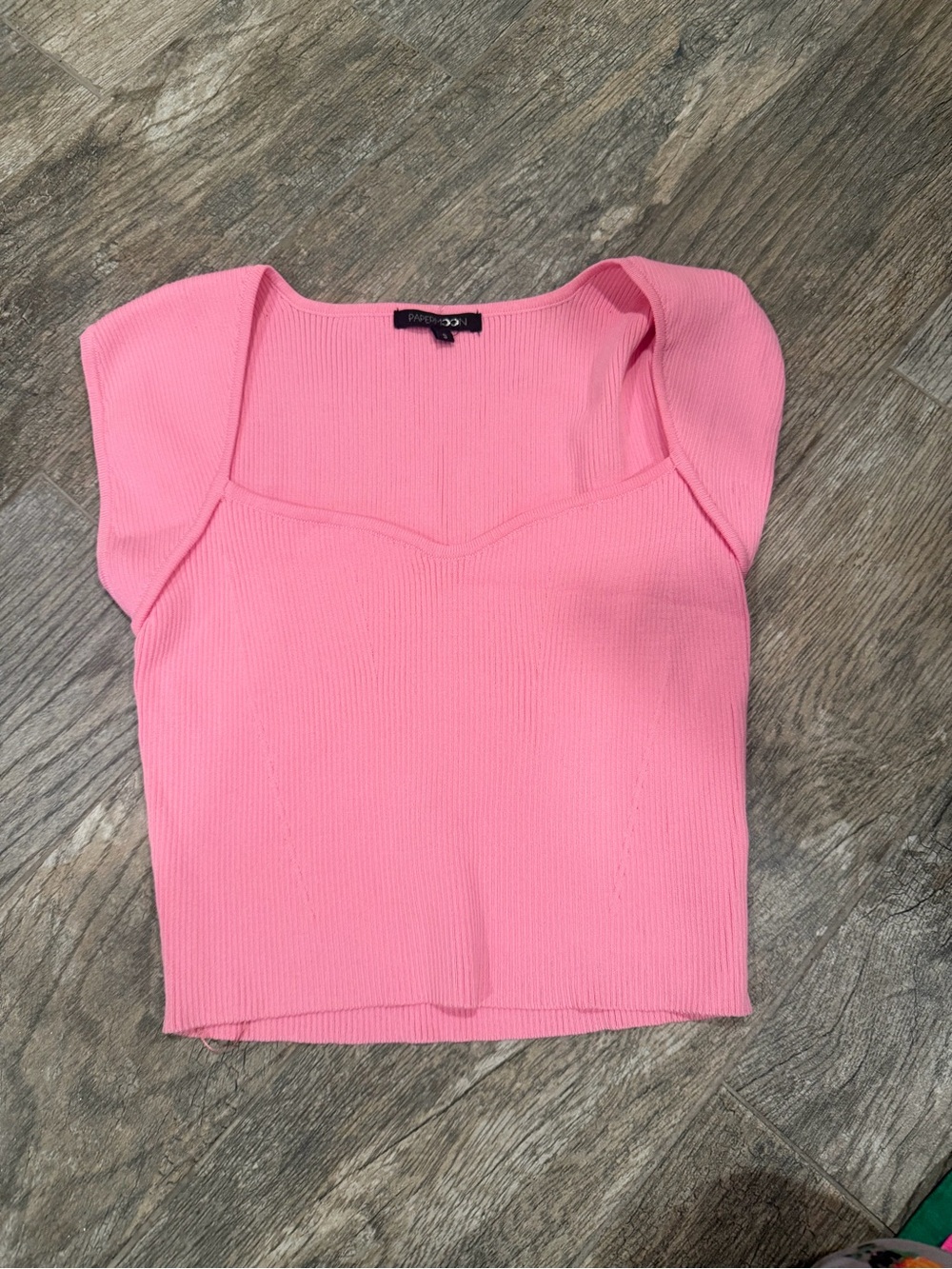 Ribbed Square-Neck Pink Crop Tank Top